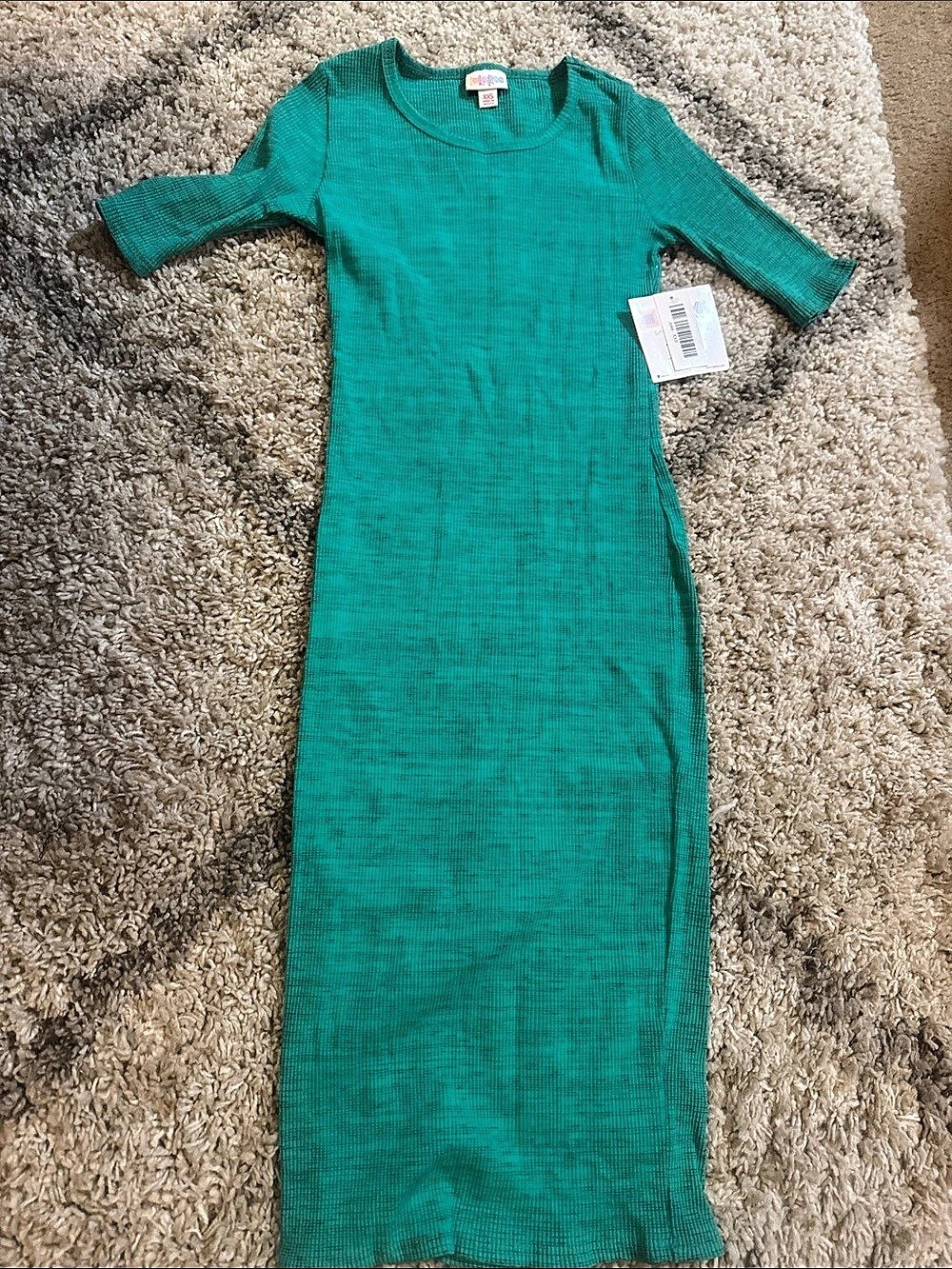 LuLaRoe Julia Ribbed Dress in Green Size XXS NWT